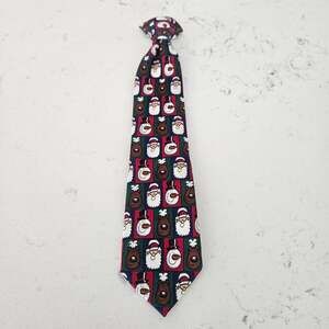 American Greetings Boys Clip On Christmas Neck Tie Santa & Reindeer Print